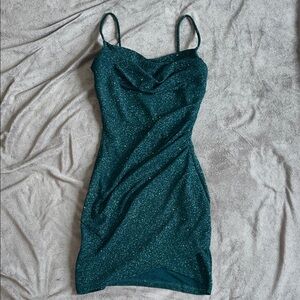 Windsor Mini, Emerald Green, Glitter Prom Dress XS
